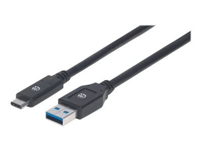 Manhattan USB-C to USB-A Cable, 3m, Male to Male, 5 Gbps (USB 3.2 Gen1 aka USB 3.0), 3A (fast charging), SuperSpeed USB, Black, 