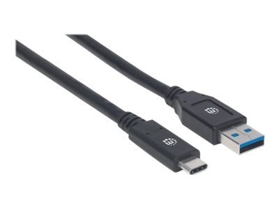 Manhattan USB-C to USB-A Cable, 3m, Male to Male, 5 Gbps (USB 3.2 Gen1 aka USB 3.0), 3A (fast charging), SuperSpeed USB, Black, 