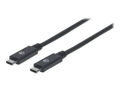 Manhattan USB-C to USB-C Cable, 1m, Male to Male, Black, 10 Gbps (USB 3.2 Gen2 aka USB 3.1), 5A (super fast charging), SuperSpee