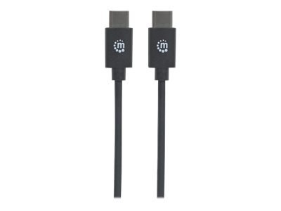 Manhattan USB-C to USB-C Cable, 2m, Male to Male, Black, 480 Mbps (USB 2.0), 3A, Hi-Speed USB, Lifetime Warranty, Polybag - Kabe