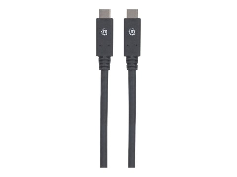Manhattan USB-C to USB-C Cable, 2m, Male to Male, Black, 5 Gbps (USB 3.2 Gen1 aka USB 3.0), 3A (fast charging), SuperSpeed USB, 
