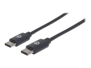 Manhattan USB-C to USB-C Cable, 3m, Male to Male, Black, 480 Mbps (USB 2.0), Hi-Speed USB, Lifetime Warranty, Polybag - Kabel US