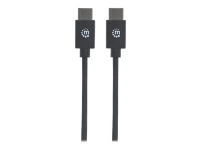 Manhattan USB-C to USB-C Cable, 3m, Male to Male, Black, 480 Mbps (USB 2.0), Hi-Speed USB, Lifetime Warranty, Polybag - Kabel US