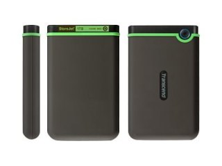 Transcend StoreJet 25M3 - Dysk twardy - 2 TB - zewnętrzny (przenośne) - 2,5" - USB 3.1 Gen 1 - 256 bitów AES - żelazowo-szary