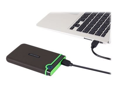 Transcend StoreJet 25M3 - Dysk twardy - 2 TB - zewnętrzny (przenośne) - 2,5" - USB 3.1 Gen 1 - 256 bitów AES - żelazowo-szary
