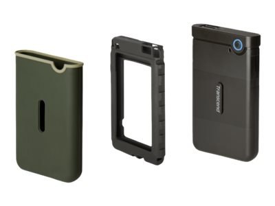 Transcend StoreJet 25M3 - Dysk twardy - 2 TB - zewnętrzny (przenośne) - 2,5" - USB 3.1 Gen 1 - 256 bitów AES - zieleń wojskowa