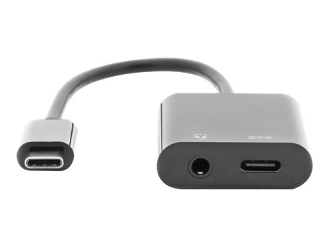 DIGITUS - Przejściówka z USB na złącze słuchawkowe - USB-C męski do mini-phone stereo 3.5 mm, USB-C żeński - 20 cm - czarny