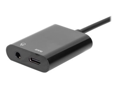 DIGITUS - Przejściówka z USB na złącze słuchawkowe - USB-C męski do mini-phone stereo 3.5 mm, USB-C żeński - 20 cm - czarny