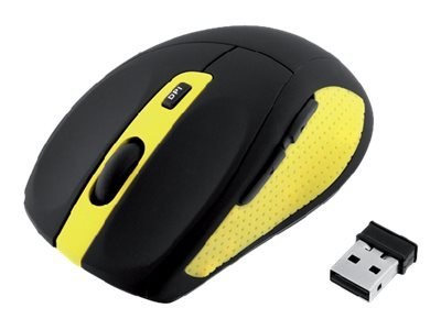 IBOX BEE2 Pro - Mysz - optyczna - 5 przyciski - bezprzewodowa - 2.4 GHz - odbiornik bezprzewodowy USB - czarny, żółty