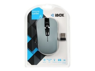 IBOX LORIINI BLACK - Mysz - prawo i leworęczna - optyczna - 3 przyciski - bezprzewodowa - 2.4 GHz - odbiornik bezprzewodowy USB 