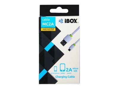 IBOX MC2A - Kabel USB - USB (M) do Micro-USB Typ B (M) - USB 2.0 - 1 m - płaski - biały