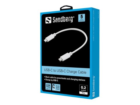 Sandberg - Kabel USB - USB-C (M) do USB-C (M) - 20 cm