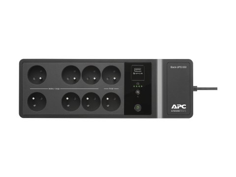 APC Back-UPS BE650G2-FR - UPS - AC 220/230 V - 400 wat - 650 VA - USB - złącza wyjściowe: 8 - Francja, Belgia - czarny