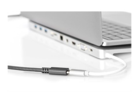 DIGITUS - Przedłużacz kabla USB - USB-C (M) do USB-C (F) - 20 V - 3 A - 2 m - obsługa 4K - czarny