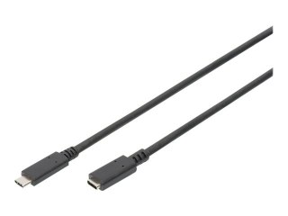 DIGITUS - Przedłużacz kabla USB - USB-C (M) do USB-C (F) - 5 V - 3 A - 1.5 m - USB Power Delivery (3A, 15W) - czarny