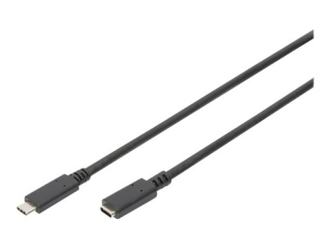 DIGITUS - Przedłużacz kabla USB - USB-C (M) do USB-C (F) - 5 V - 3 A - 1.5 m - USB Power Delivery (3A, 15W) - czarny