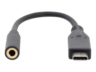 DIGITUS - Przejściówka z USB na złącze słuchawkowe - USB-C męski do mini-phone stereo 3.5 mm żeński - 20 cm - czarny
