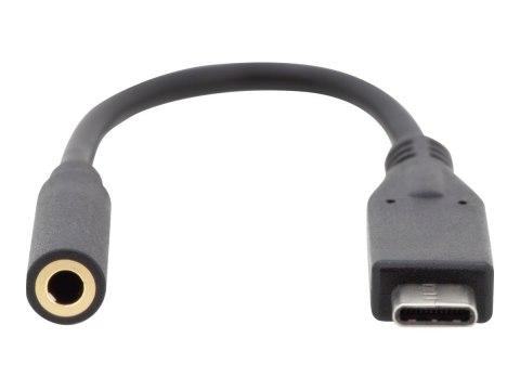 DIGITUS - Przejściówka z USB na złącze słuchawkowe - USB-C męski do mini-phone stereo 3.5 mm żeński - 20 cm - czarny
