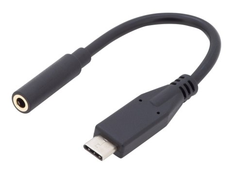 DIGITUS - Przejściówka z USB na złącze słuchawkowe - USB-C męski do mini-phone stereo 3.5 mm żeński - 20 cm - czarny