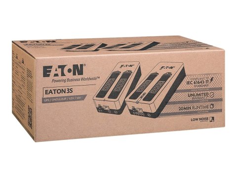 Eaton 3S 550 - UPS - AC 220-240 V - 330 wat - 550 VA - 1 faza - USB - złącza wyjściowe: 8