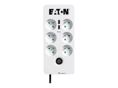 Eaton Protection Box - Zabezpieczenie przed przepięciem - AC 220-250 V - 2500 wat - złącza wyjściowe: 6 - biały