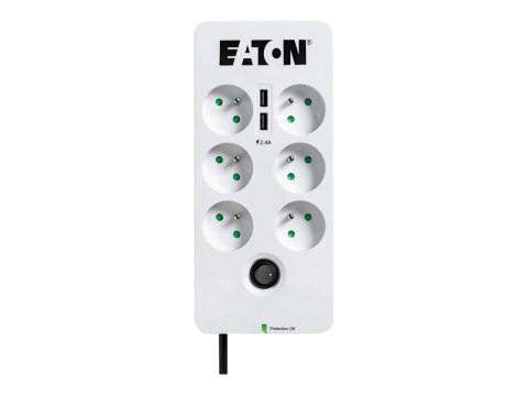 Eaton Protection Box - Zabezpieczenie przed przepięciem - AC 220-250 V - 2500 wat - złącza wyjściowe: 6 - biały