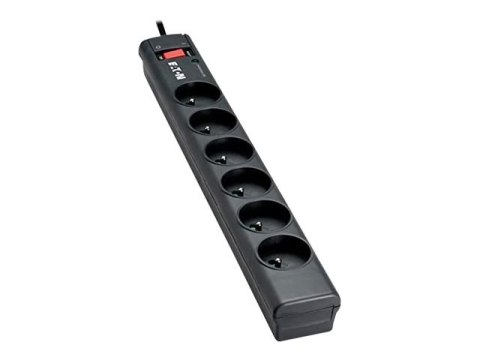 Eaton Protection Strip - Zabezpieczenie przed przepięciem - AC 220-250 V - 2500 wat - złącza wyjściowe: 6 - czarny