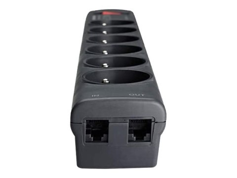 Eaton Protection Strip - Zabezpieczenie przed przepięciem - AC 220-250 V - 2500 wat - złącza wyjściowe: 6 - czarny