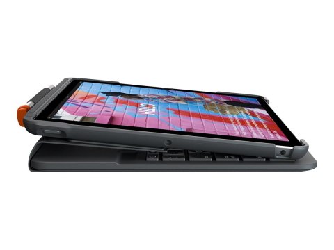 Logitech Slim Folio - Etui na klawiaturę - bezprzewodowa - Bluetooth - QWERTY - Wielka Brytania - grafitowy - dla Apple 10.2-inc