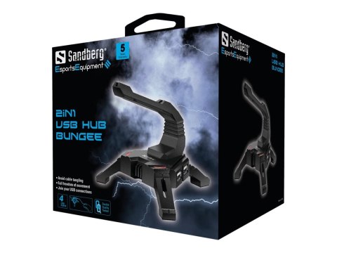 Sandberg 2in1 USB Hub Bungee - Koncentrator - 4 x USB 2.0 - stacjonarny