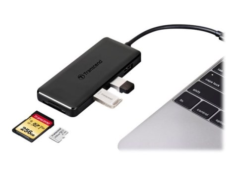 Transcend 6-in-1 USB Type-C Hub HUB5C - Koncentrator - 2 x USB 3.1 Gen 1 + 1 x USB 3.1 Gen 2 + 1 x USB-C (power delivery) - stac