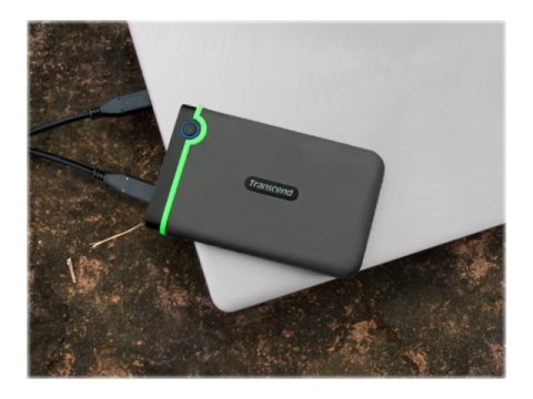 Transcend StoreJet 25M3C - Dysk twardy - 2 TB - zewnętrzny (przenośne) - 2,5" - USB 3.1 Gen 1 - żelazowo-szary