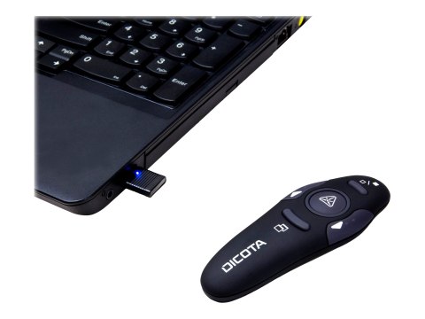 DICOTA Pin Point Wireless Laser Pointer - Wskaźnik do projektora - bezprzewodowa - odbiornik bezprzewodowy USB - czarny