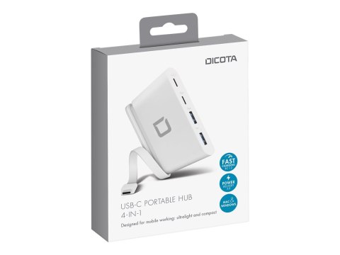 DICOTA USB-C Portable Hub 4-in-1 - Koncentrator - 2 x USB-C + 2 x SuperSpeed USB - stacjonarny