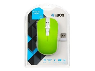 IBOX LORIINI GREEN - Mysz - prawo i leworęczna - optyczna - 3 przyciski - bezprzewodowa - 2.4 GHz - odbiornik bezprzewodowy USB 