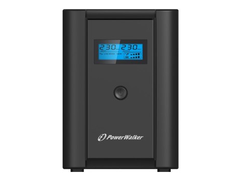 PowerWalker VI 2200 LCD/FR - UPS - AC 230 V - 1200 wat - 2200 VA - 9 Ah - USB - złącza wyjściowe: 4 - czarny