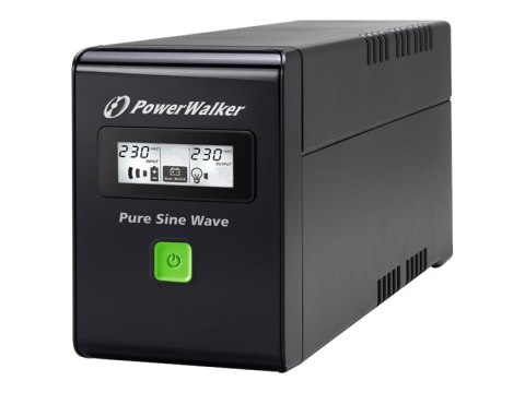 PowerWalker VI 600 SW FR - UPS - AC 220/230/240 V - 300 wat - 600 VA - 7 Ah - USB - złącza wyjściowe: 2 - czarny