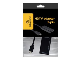 Cablexpert A-MHL-002 - Przejściówka wideo / audio - HDMI, Micro-USB Typu B (tylko zasilanie) żeński do Micro-USB Typ B męski - 1