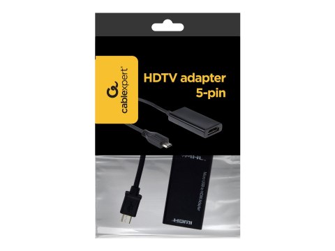 Cablexpert A-MHL-002 - Przejściówka wideo / audio - HDMI, Micro-USB Typu B (tylko zasilanie) żeński do Micro-USB Typ B męski - 1