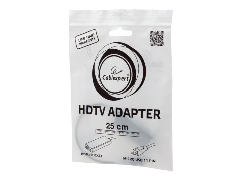 Cablexpert A-MHL-003 - Przejściówka wideo / audio - 11 pin Micro-USB męski do HDMI, Micro-USB Typu B (tylko zasilanie) żeński - 