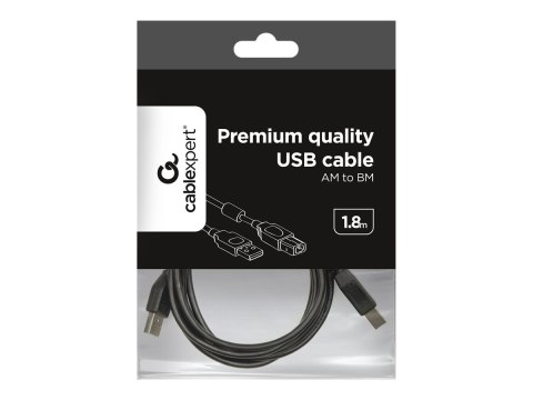 Cablexpert CCF-USB2-AMBM-6 - Kabel USB - USB Typ B (M) do USB (M) - 1.8 m - odlewany - czarny