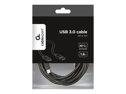 Cablexpert CCP-USB3-AMCM-6 - Kabel USB - USB-C (M) do USB Typ A (M) - USB 3.1 - 3 A - 1.8 m - odlewany - czarny