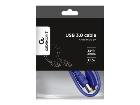 Cablexpert CCP-mUSB3-AMBM-0.5M - Kabel USB - Micro-USB Typ B (M) do USB Typ A (M) - USB 3.0 - 50 cm - odlewany