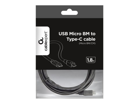 Cablexpert - Kabel USB - USB-C (M) do Micro-USB Typ B (M) - USB 2.0 - 1.8 m - odlewany, dwustronne złącze C - czarny