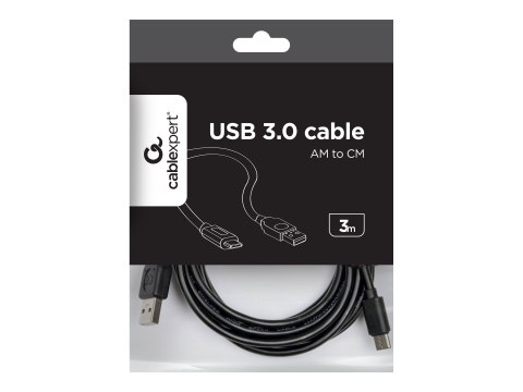 Cablexpert - Kabel USB - USB-C (M) do USB (M) - USB 2.0 - 3 m - odlewany, dwustronne złącze C - czarny