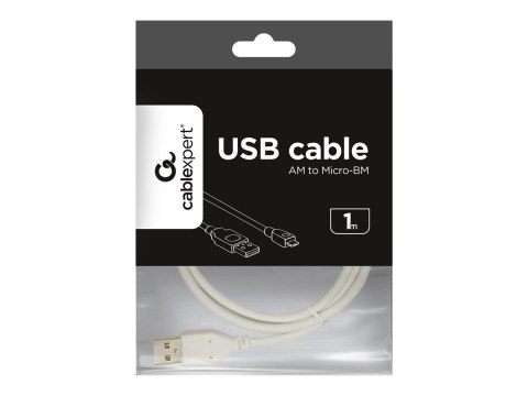 Cablexpert - Kabel USB - Micro-USB Typ B (M) do USB (M) - 1 m - odlewany - biały