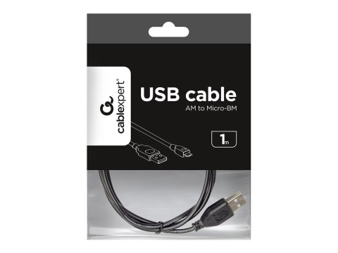 Cablexpert - Kabel USB - Micro-USB Typ B (M) do USB (M) - 1 m - odlewany - czarny