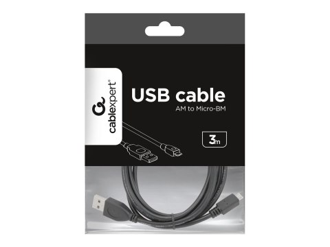 Cablexpert - Kabel USB - Micro-USB Typ B (M) do USB (M) - 3 m - odlewany - czarny