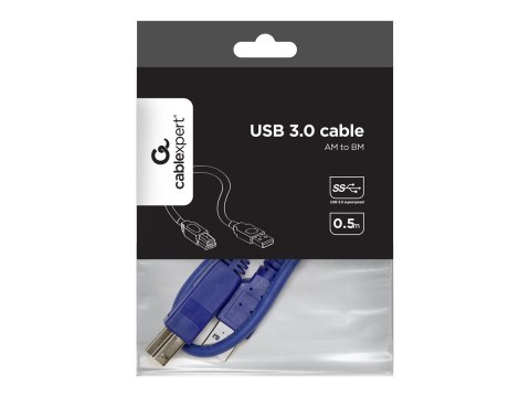 Cablexpert Professional series - Kabel USB - USB Typ A (M) do USB Type B (M) - USB 3.0 - 50 cm - odlewany - niebieski