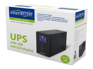 EnerGenie EG-UPS-033 - UPS - AC 220 V - 720 wat - 1200 VA - 7 Ah - USB - złącza wyjściowe: 5 - czarny